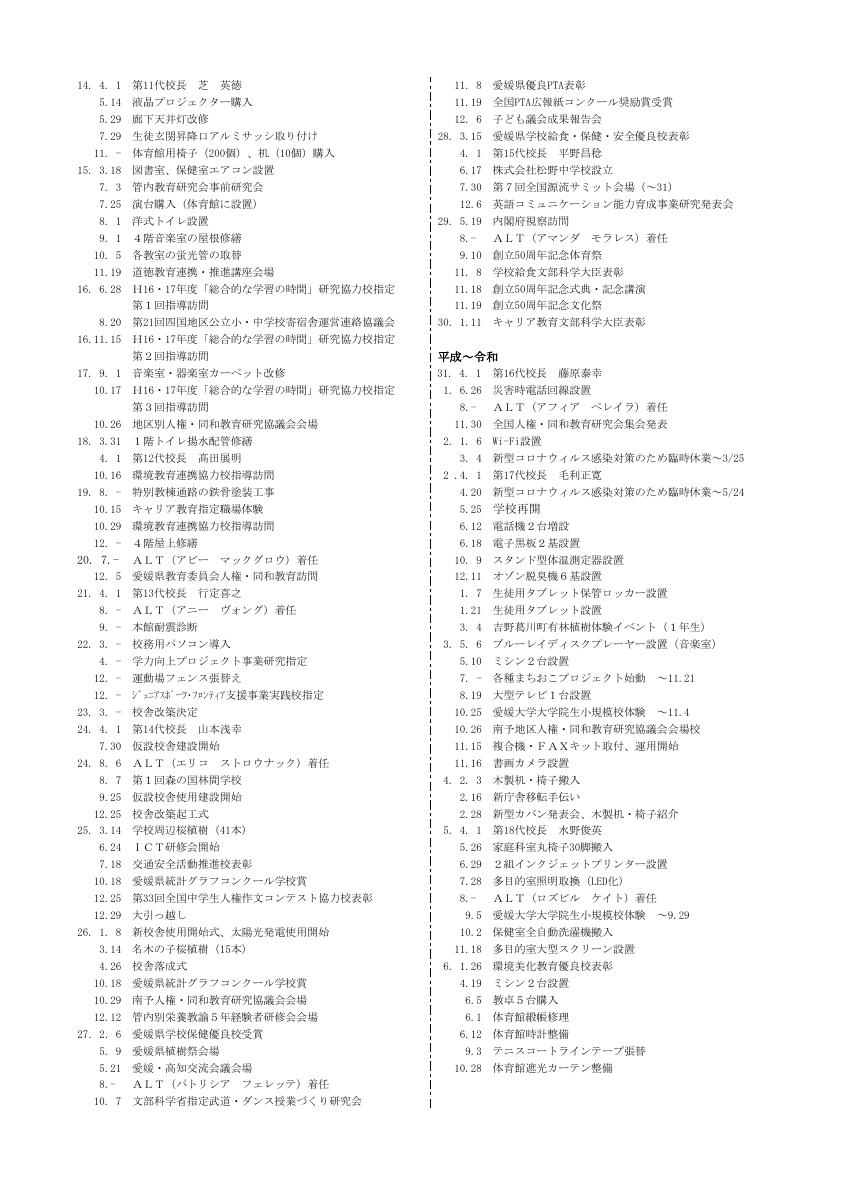 松野中学校の沿革.pdfの2ページ目のサムネイル