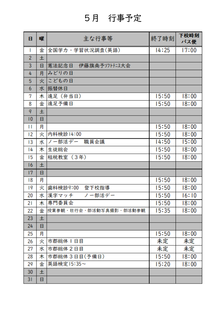 松野中学校通信NO２.pdfの3ページ目のサムネイル